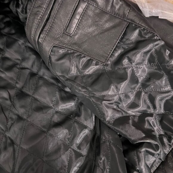 The Leather Factory Women's Black Leather Bomber Moto‎ Jacket Size Large - Picture 11 of 11